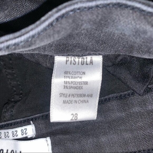 Pistola Jeans Women’s Size 28 Washed Black Denim High Rise Distressed‎  Raw Hem - Picture 10 of 12